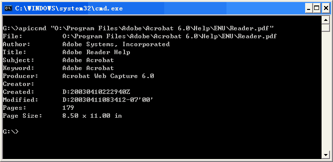 A-PDF Info Changer command line screenshot